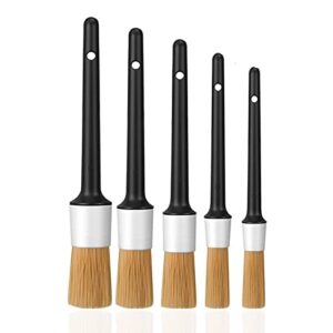 ALI2 Car Detailing Brush Set Clean Interior or Exterior Car Wheels Instrument Cluster Console and Door Panels Dashboard,Air Vents, no Metal Brush Parts,Set of 5