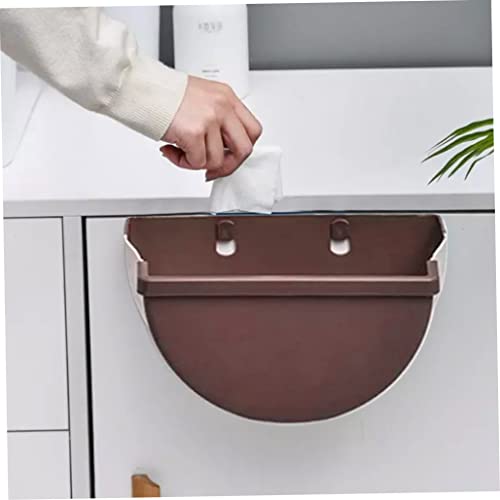 Nicedea Hanging Folding Waste Bin Wall Mounted Collapsible Trash Can Kitchen Cabinet Garbage Can,Hanging Trash Can, Coffee (Adjustable)