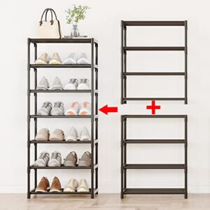 SOKOSEN 4-Tier Small Shoe Rack, Metal Stackable Kids Shoe Shelf Storage Zapateras Organizer,Narrow Shoe Rack Sturdy for Closet Hallway Entryway Living Room Bedroom (Black)