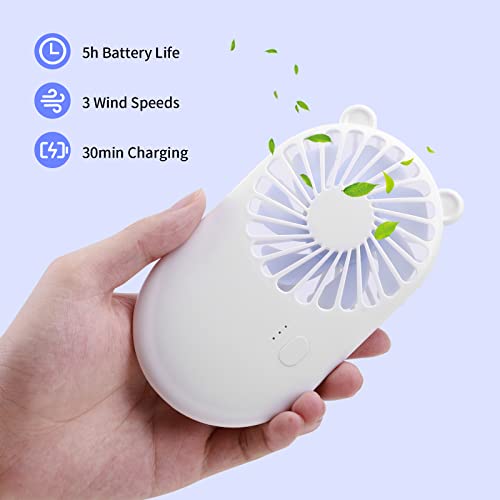 Handheld Mini USB Fan, Portable USB Pocket Fan Rechargeable with Holder, 3 Speeds Adjustable Design suitable for Kids Girls Women Men Indoor Outdoor Travelling