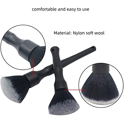 ALI2 Detailing Brush Set,Soft Comfortable Grip for Car Interior and Exterior Detailing Cleaning,Black