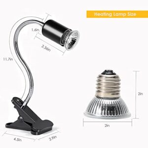 Reptile Heat Lamp, Basking Spot Lamp, UVA UVB Reptile Light Fixture with 360° Rotatable Clips and Dimmable Switch for Aquarium Turtle Lizard Snake Chameleons Amphibians (1 Fixture+3 Bulbs, 25/50/75W)