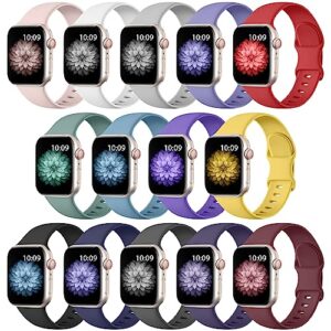 14 pack sport bands compatible with apple watch band 38mm 40mm 41mm 42mm 44mm 45mm 49mm for women men, soft silicone wrist bands strap compatible with iwatch series 8 7 6 5 4 3 2 1 se ultra