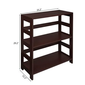 Small Bookshelf for Small Spaces, 3 Tier Book Shelf Organizer, Wooden Narrow Bookcase, Short Bookshelf for Bedroom, Living Room, Home, Office (25" W x 11" D x 29" H, Dark Brown)