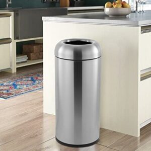 WICHEMI Trash Can Outdoor Indoor Garbage Enclosure, Commercial Trash Bin with Lid Open Top Inside Cabinet Large Garbage Can Stainless Steel Industrial Waste Container (Silver)