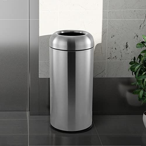 WICHEMI Trash Can Outdoor Indoor Garbage Enclosure, Commercial Trash Bin with Lid Open Top Inside Cabinet Large Garbage Can Stainless Steel Industrial Waste Container (Silver)