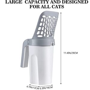 Cat Litter Scoop with Bag Holder, Integrated Detachable Deep Cat Litter Shovel with Poop Sifting and 120 Litter Bags