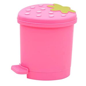 doitool mini heart desktop trash can: push type strawberry wastebasket small paper tabletop garbage bin with swing lid countertop trash container for office home pink