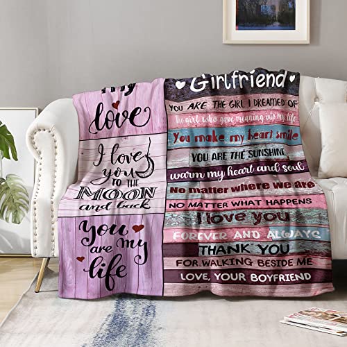 Aimego Gifts for Girlfriend, Anniversary Day Gift for Her, Girlfriend Birthday I Love You Romantic Gifts Ideas for Her, Girlfriend Gifts from Boyfriend on to Girlfriend Blanket for Bed Couch