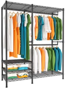 raybee 77" h clothes rack heavy duty 705 lbs capacity metal clothing racks for hanging clothes rack heavy duty adjustable & portabke closet garment rack 45.3" w x 16.7" d x 77" h balck