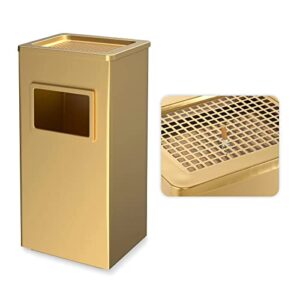 beamnova trash can indoor outdoor black stainless steel commercial garbage can industrial garbage enclosure inside cabinet with lid waste container, gold color, 31 * 25 * 61 cm / 12.2 * 9.8 * 24 in