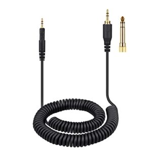 weishan ath-m50x cable coiled aux cord replacement for audio technica m40x m70x wired headphones, 2.5mm to 3.5mm(1/8") extension wire with 6.35mm(1/4") adapter, 14ft
