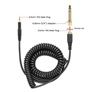 weishan ATH-M50x Cable Coiled Aux Cord Replacement for Audio Technica M40x M70x Wired Headphones, 2.5mm to 3.5mm(1/8") Extension Wire with 6.35mm(1/4") Adapter, 14ft