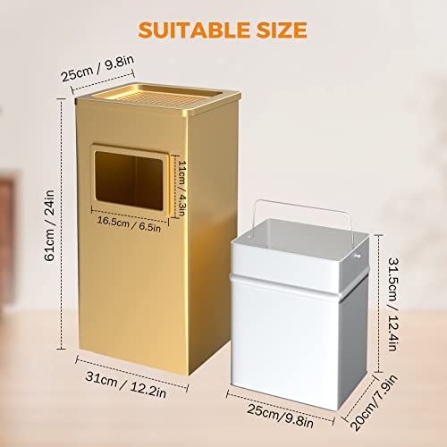 BEAMNOVA Trash Can Indoor Outdoor Black Stainless Steel Commercial Garbage Can Industrial Garbage Enclosure Inside Cabinet with Lid Waste Container, Gold Color, 31 * 25 * 61 cm / 12.2 * 9.8 * 24 in