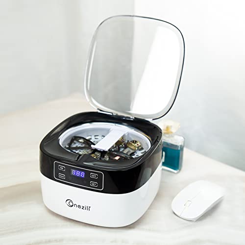 ONEZILI Ultrasonic Jewelry Cleaner, 650ml Portable Ultrasonic Glasses Cleaner Machine with Degas and 5 Digital Timer, for Cleaning Eyeglasses, Jewelry, Rings, Silver and Watches