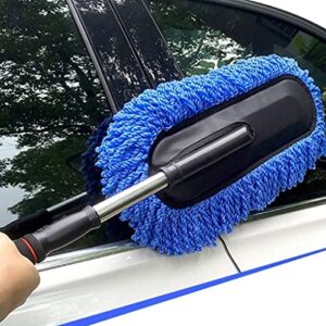 removable telescopic car wax drag nano fiber car wash brush car dusting tool car mop wax dash duster exterior interior cleaning kit car duster 1 pcs set (multicolour)