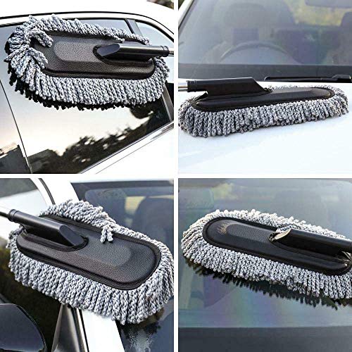 Removable Telescopic Car Wax Drag Nano Fiber Car Wash Brush Car Dusting Tool Car Mop Wax Dash Duster Exterior Interior Cleaning Kit Car Duster 1 Pcs Set (Multicolour)