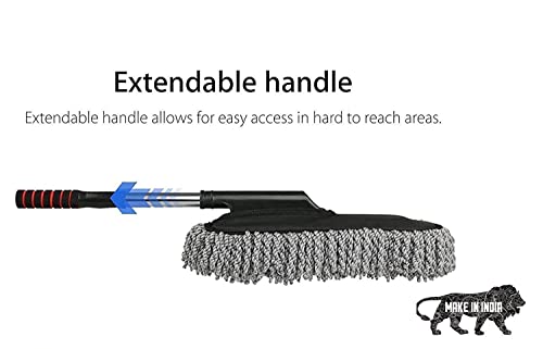 Removable Telescopic Car Wax Drag Nano Fiber Car Wash Brush Car Dusting Tool Car Mop Wax Dash Duster Exterior Interior Cleaning Kit Car Duster 1 Pcs Set (Multicolour)