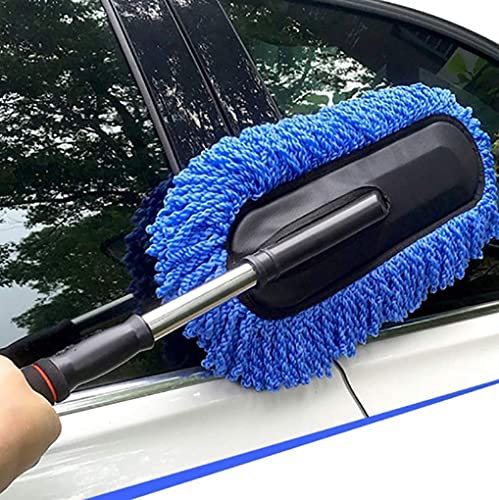 Removable Telescopic Car Wax Drag Nano Fiber Car Wash Brush Car Dusting Tool Car Mop Wax Dash Duster Exterior Interior Cleaning Kit Car Duster 1 Pcs Set (Multicolour)