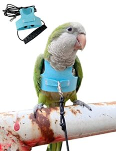 bird flight harness vest, parrot flight suit with leash for parakeets cockatiels conures budgies, bird flying clothes with rope and handle for outdoor activities training, anti bite (m, blue)