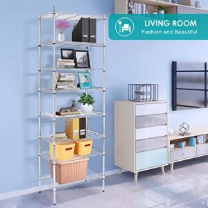 8 Tier Tall Wire Shelving Unit, Adjustable Wire Shelves with NSF Certified, Narrow Metal Storage Rack Shelf Unit for Kitchen, Laundry, Bathroom (13.8" D x 23.6" W x 71" H, Chrome)