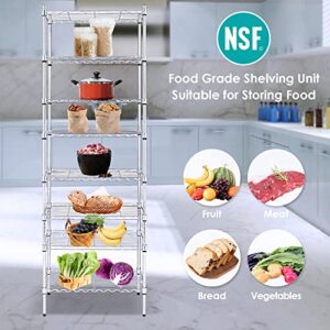 8 Tier Tall Wire Shelving Unit, Adjustable Wire Shelves with NSF Certified, Narrow Metal Storage Rack Shelf Unit for Kitchen, Laundry, Bathroom (13.8" D x 23.6" W x 71" H, Chrome)