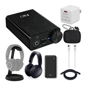 fiio e10k-type-c usb dac and headphone amplifier bundle with usb wall plug, lightning cable (6-feet, white), and 3.5mm stereo male to 3.5mm stereo female cable (black) (4 items)