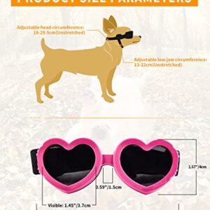 Suxible Dog Goggles Small Breed Dog Sunglasses, UV Protection Heart Shape Dog Sunglasses with Adjustable Strap, Waterproof Goggles for Dogs Doggy Pet Puppy Sun Glasses Doggie Windproof Glasses-Pink