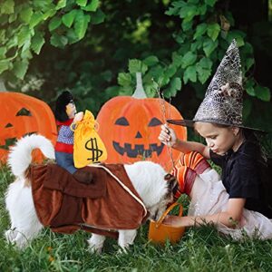 2 Pieces Cowboy Rider Dog Costume Knight Style Doll Hat and Money Bag Funny Saddle Pet Costume for Halloween Day Pet Carrying Costume Role Play Dog Halloween Party Cosplay Apparel (M)