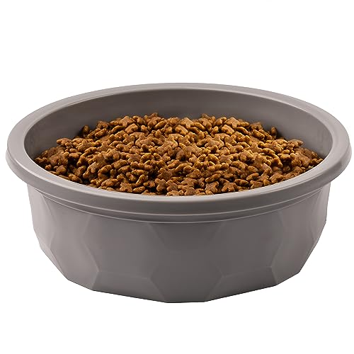 Leashboss Extra Large Dog Water Bowls (112 Oz) | Heavy Duty Plastic Food and Water Bowl for Large Dog Breeds, Durable and High Capacity Feeding Bowls for Inside or Outside, Holds Up to 14 Cups (Gray)