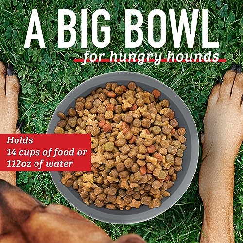 Leashboss Extra Large Dog Water Bowls (112 Oz) | Heavy Duty Plastic Food and Water Bowl for Large Dog Breeds, Durable and High Capacity Feeding Bowls for Inside or Outside, Holds Up to 14 Cups (Gray)