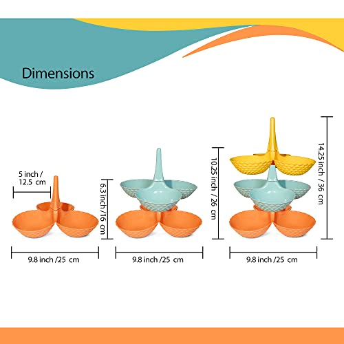 3 Compartment Serving Dishes| 3pcs Bowl Set For Entertaining |Relish Dish Tray For Fruits, Chips, Snack, Dessert Display