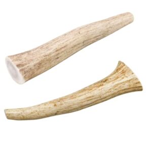 hotspot pets premium deer antlers for dogs - 7+ inch large antler dog chews (2 pack) naturally shed antler bone for large breed aggressive chewers - made in usa - promotes dental hygiene