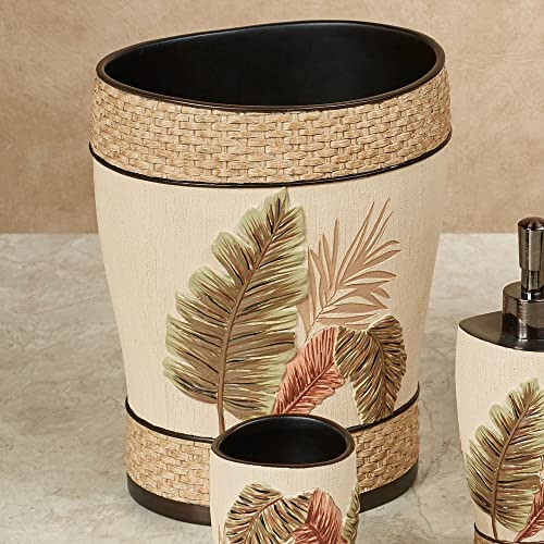 Touch of Class Key West Handpainted Tropical Wastebasket Multi Warm Fern Leaf Wastebasket