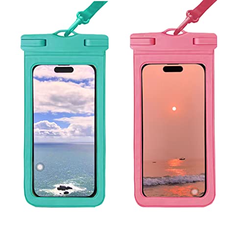 NIUTRIP Universal Case Waterproof Phone Pouch,Dry Cellphone Bag Compatible for iPhone 13 12 11 Pro Max XS Max XR X 8 7 6 SE S,Galaxy S22 Ultra S21 S20 S10 S9,Up to 7.0",Pink and Blue,2Pack