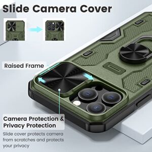 Caka for iPhone 13 Pro Max Case, iPhone 12 Pro Max Case with Kickstand Camera Cover with Built-in 360° Rotate Ring Stand Magnetic Magnet Protective Phone Case for iPhone 13 Pro Max/12 Pro Max -Green