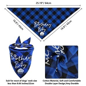 Dog Birthday Party Supplies, LMSHOWOWO Reusable Boy Dog Birthday Bandana Scarf Set, Cute Dog Birthday Hat with Number Bow Tie for Small Medium Large Dog Pet (Blue)