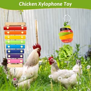 BNOSDM 5 Pieces Chicken Xylophone Toys Chicken Mirror Toy Chick Veggies Skewer Vegetable Hanging Feeder Coop Accessories Chicken Coop Toys for Hens Roosters Birds