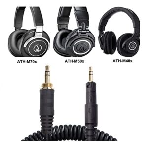 ATH-M50x Replacement Cable, Compatible with Audio Technica ATH-M50x、ATH-M40x、ATH-M70x、ATH-M60x Coiled AUX Headphone Extension Cable with 6.35mm Adapter(4ft extends to 10ft) (ATH-M50x/M40x/M70x)