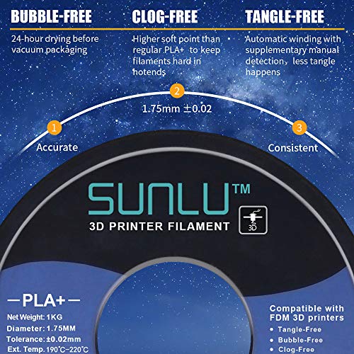 SUNLU PLA+ Filament 1.75mm 10KG PLA Plus 3D Printing Filament for 3D Printer & 3D Pens Tolerance Accuracy +/- 0.02 mm, 11x1KG (2 Colors)