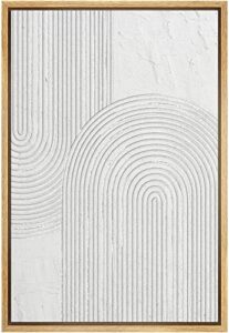 signwin framed canvas print wall art white retro geometric line spiral duo abstract shapes illustrations modern art decorative contemporary colorful for living room, bedroom, office - 16"x24" natural