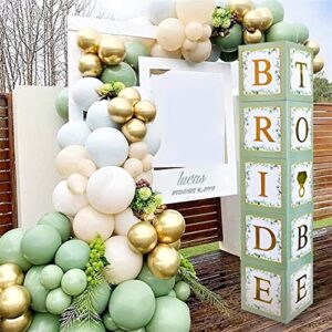 101 pc greenery bridal shower decorations balloon boxes gold- blocks with bride to be + groom + a - z letters and 40 balloons- engagement bachelorette parties weddings centerpieces photo booth props