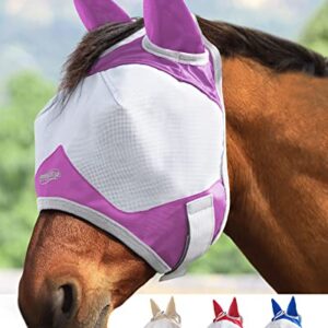 Maskology Horse Fly Mask Standard with Ears UV Protection for Horse Purple M Cob