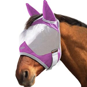 Maskology Horse Fly Mask Standard with Ears UV Protection for Horse Purple M Cob