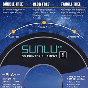 SUNLU PLA+ Filament 1.75mm 10KG PLA Plus 3D Printing Filament for 3D Printer & 3D Pens Tolerance Accuracy +/- 0.02 mm, 11x1KG (10 Colors)
