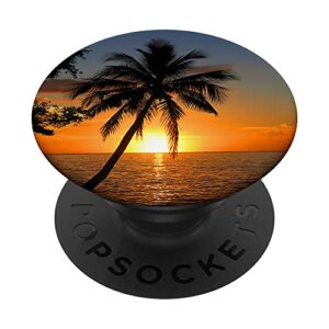 realistic sunset ocean palm tree photo tropical sunrise popsockets swappable popgrip