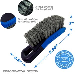Reises Car Carpet Brush and Upholstery Cleaner - Carpet Brush Scrubber for Car Interior, Car Seat Fabric Cleaner for Stains, Hair Remover & Car Detailing (Blue)