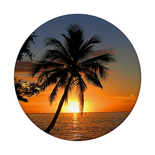 Realistic Sunset Ocean Palm Tree Photo Tropical Sunrise PopSockets Swappable PopGrip