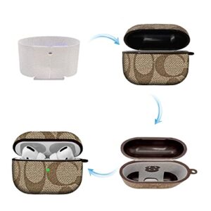 Case for AirPods Pro Case,6 in 1 Fashion Luxury PU Shockproof Anti-Slip Protective Cover Accessories Set for Airpod Pro Charging Case with Keychain/Ear Hook/Watch Band Holder/Anti-Lost Strap(Brown)