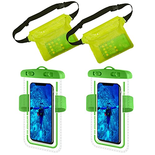 NIUTRIP Waterproof Phone Bags, Universal Cellphone Case, Waterproof Pouch with Waist Strap, Dry Bag with Adjustable Belt and Senstive Screen Touch for Swimming, Kayaking, Boating, Beach, 4 Pack